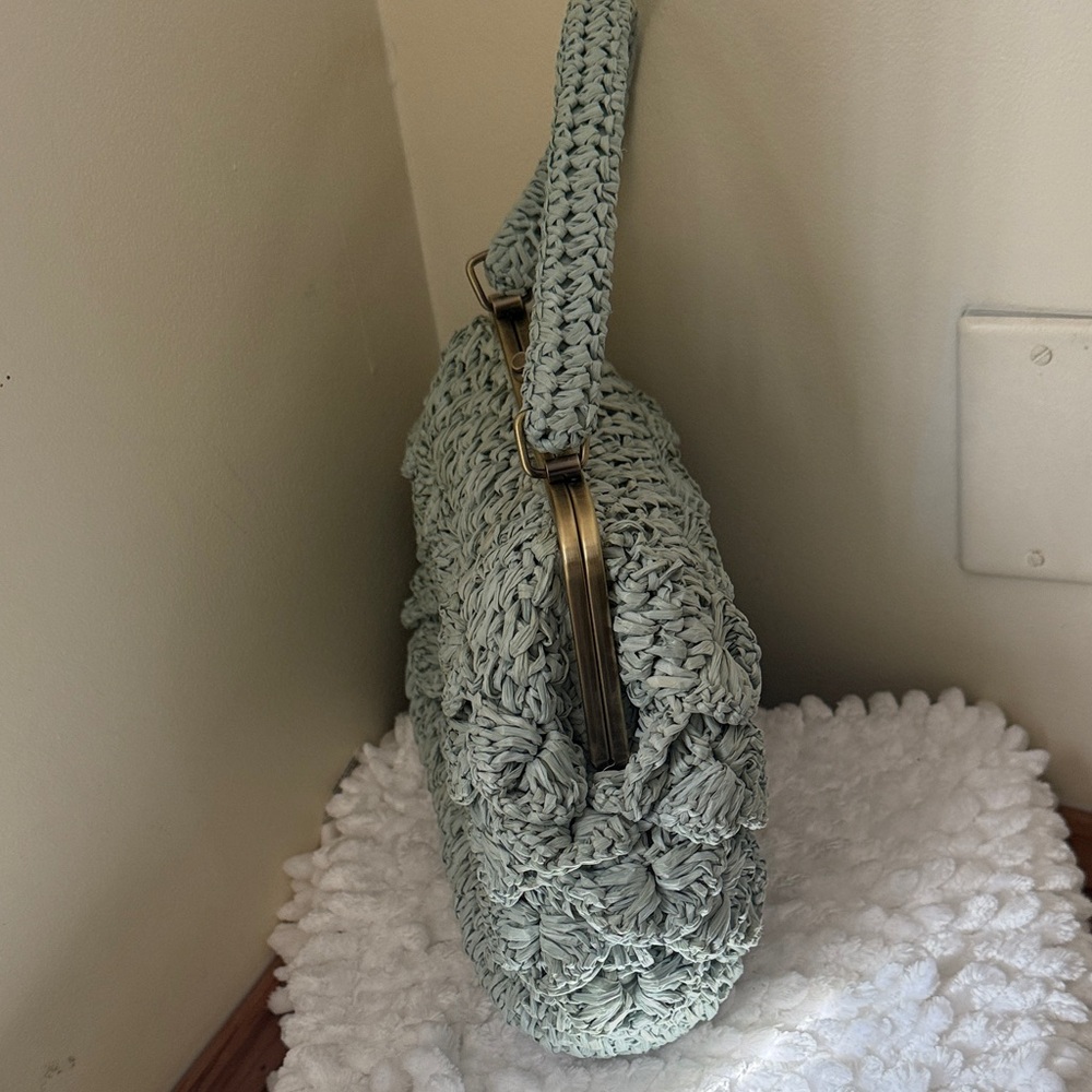 Patricia Nash Laureana Mint Green Woven Raffia Frame Bag - Picture 3 of 9